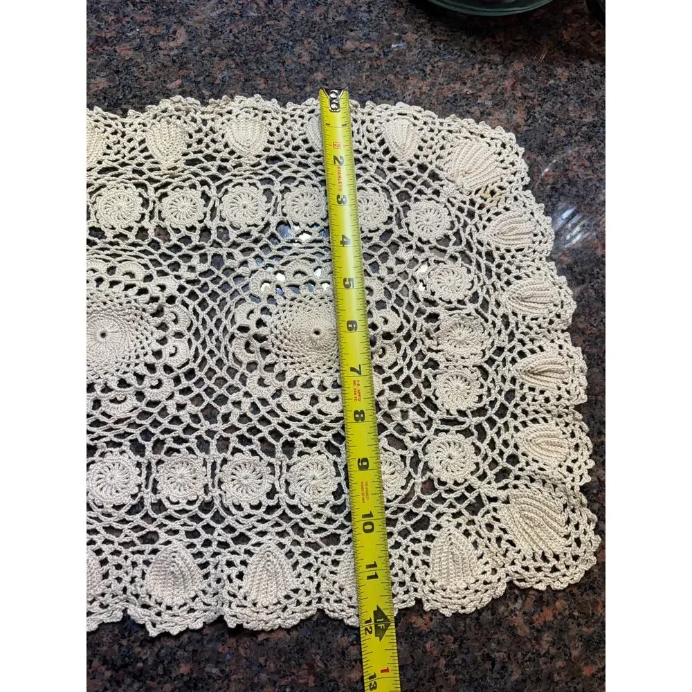Vintage Handmade Lace Doily Rectangle 17
